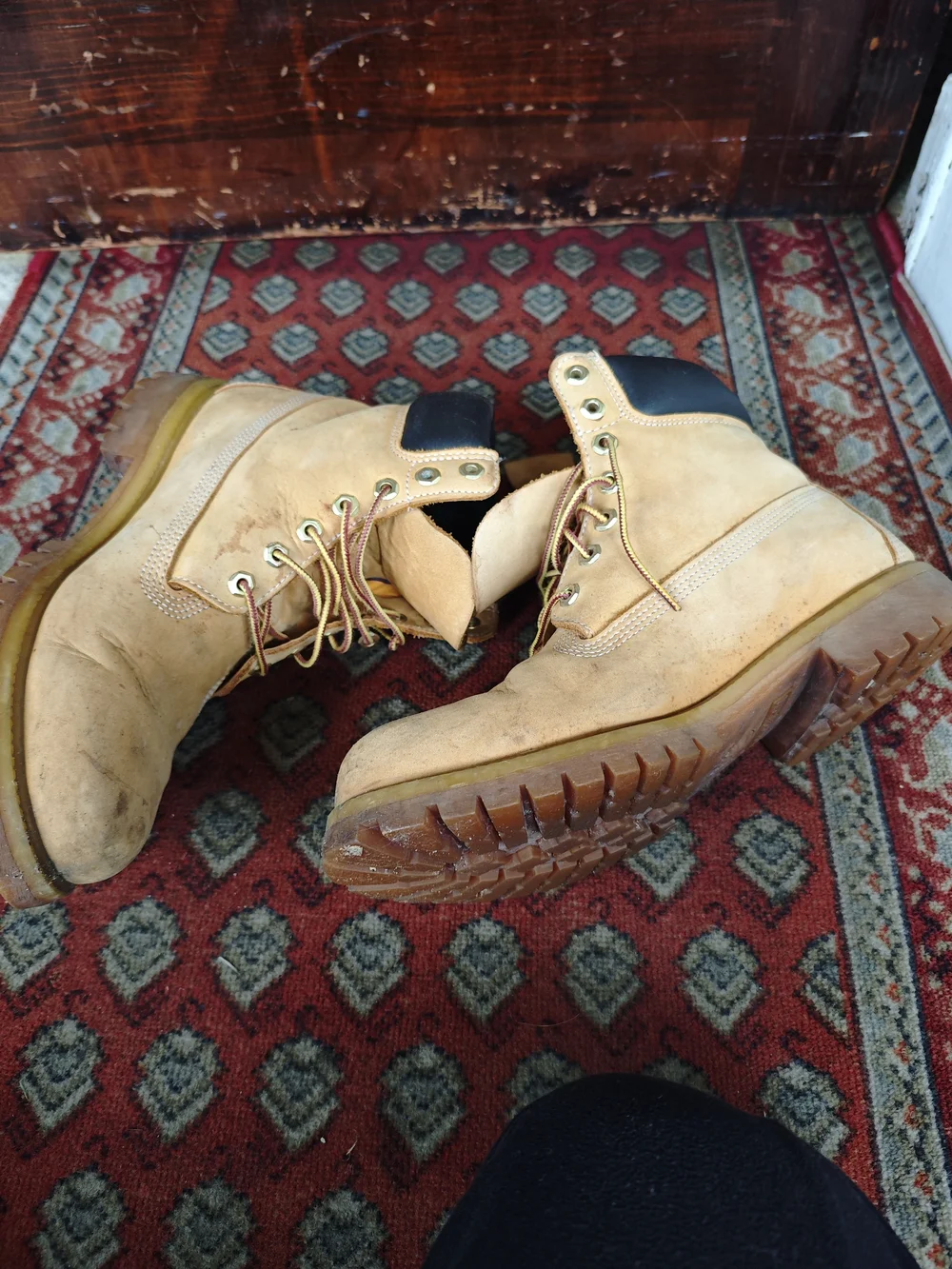 Timberland Wheat/Tan Work Boots with Black Collar